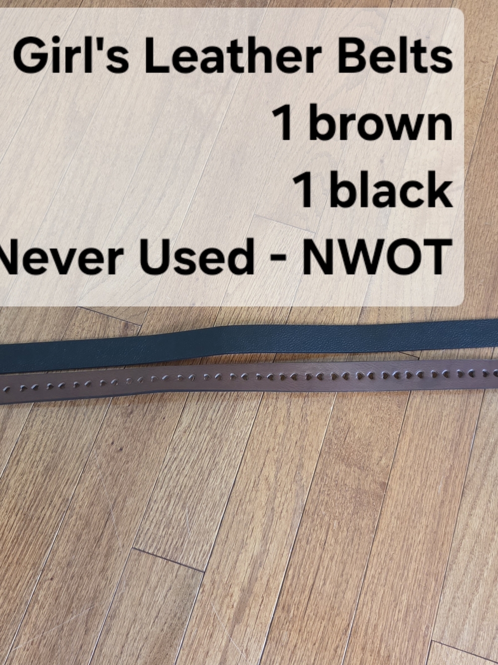 2 Girls Size Medium Leather Belts - Sold Together NWOT